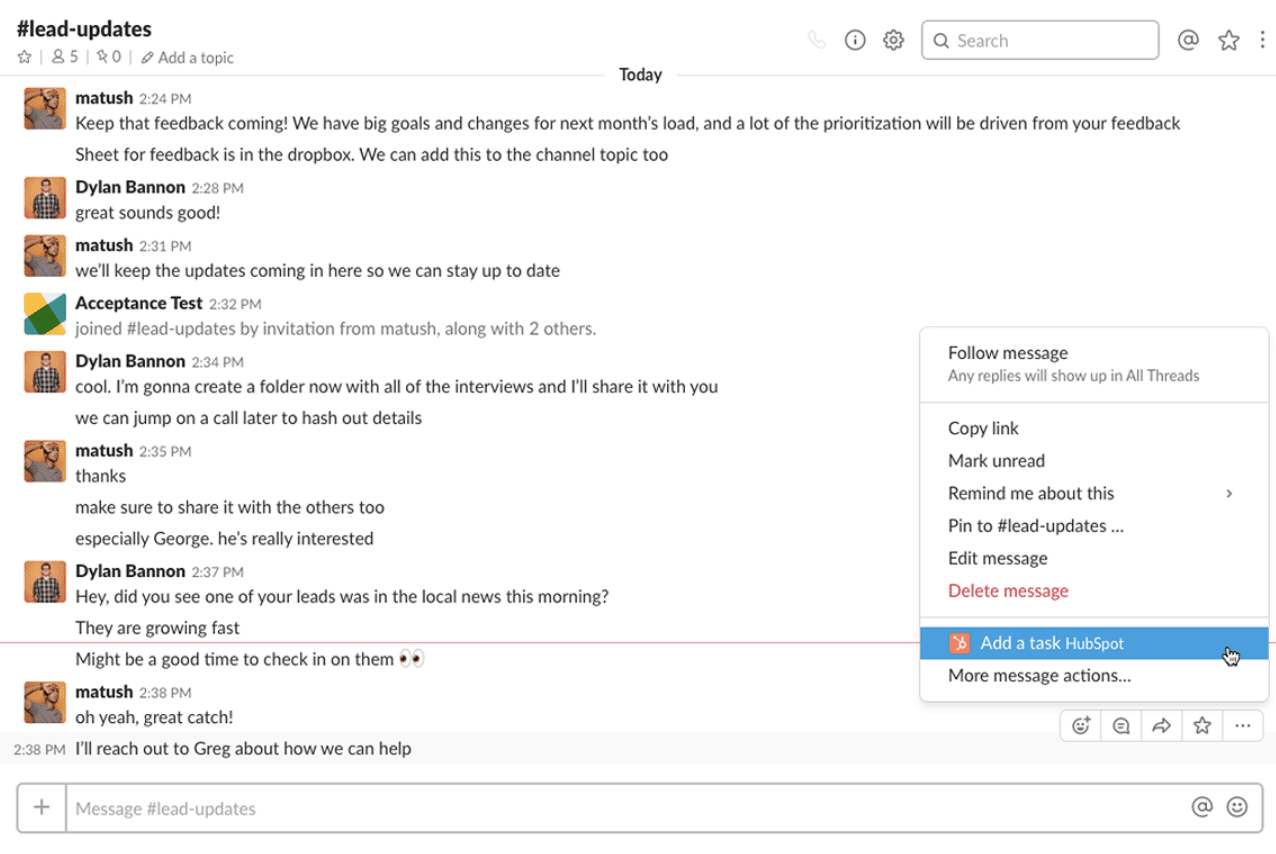 Slack Hubspot