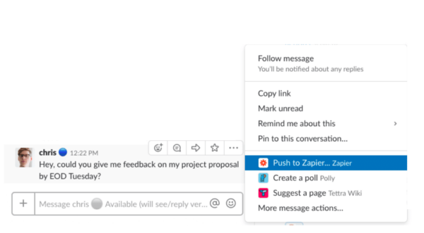 zapier slack integration