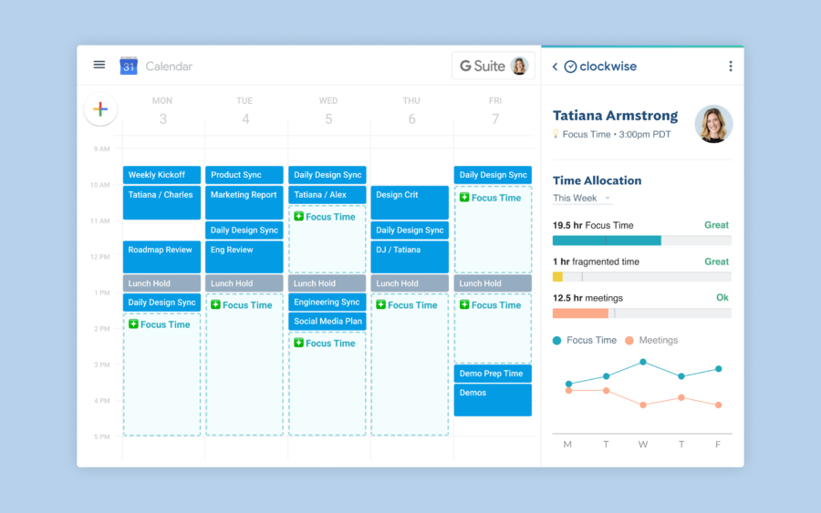 Clockwise Calendar feature