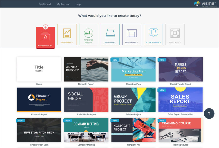 Visme dashboard