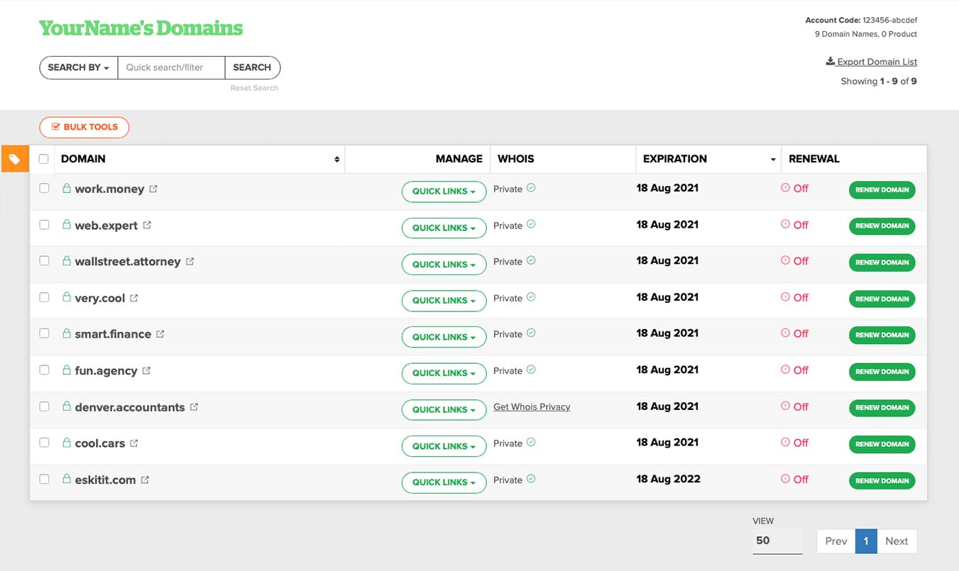 Name.com domains